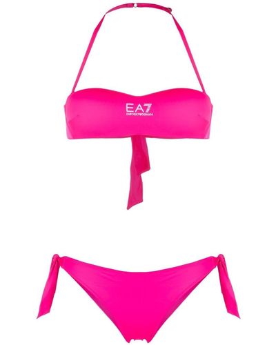 EA7 Bikini à logo imprimé - Rose
