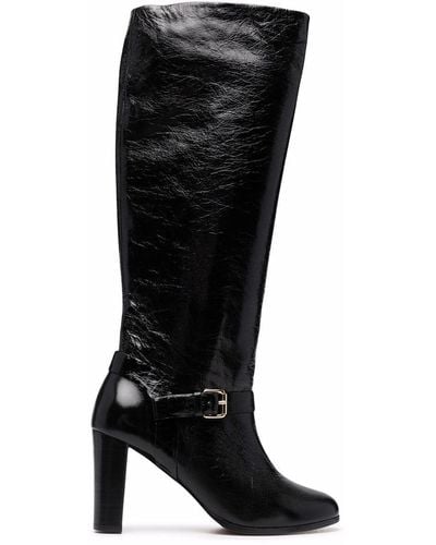 Tila March Crinkle-effect Leather Boots - Black