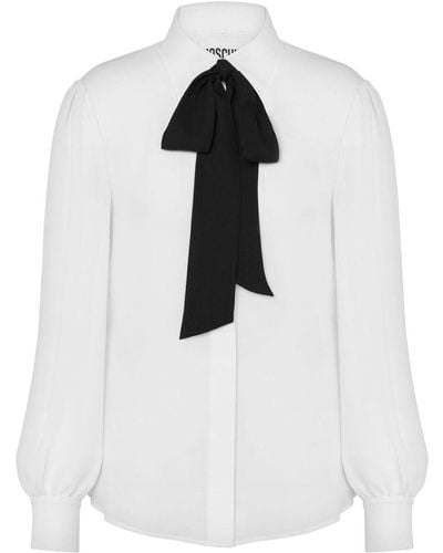 Moschino Pussy Bow-collar Silk Blouse - White