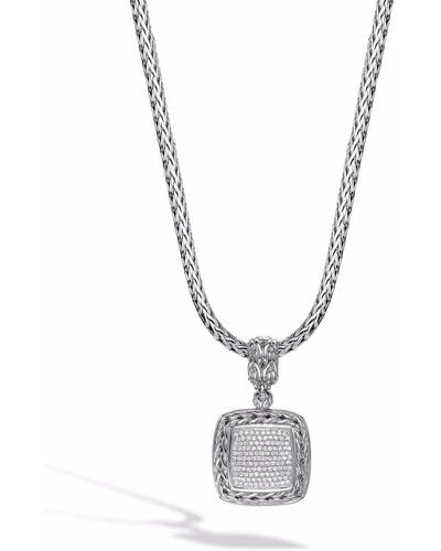 John Hardy Classic Chain Diamond Pavé Medium Square Pendant - Metallic