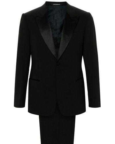 Emporio Armani Wool Single-Breasted Suit - Black
