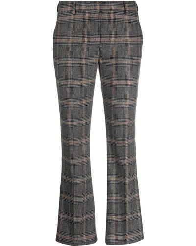 PT Torino Checked Tailored Trousers - Grey
