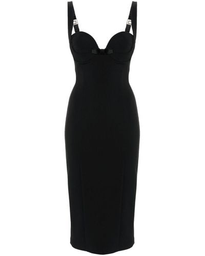Elisabetta Franchi Midi Dress With Bow And Bustier Neckline - Black