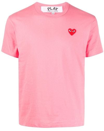 COMME DES GARÇONS PLAY T-Shirt mit aufgesticktem Herz - Pink