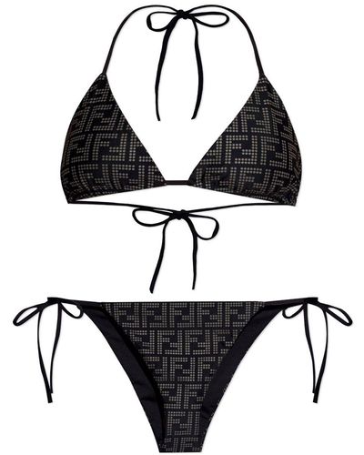 Fendi Bikini à logo imprimé - Noir