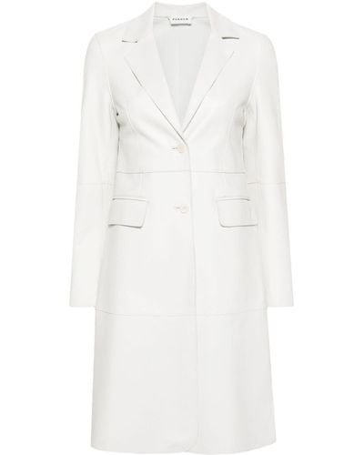 P.A.R.O.S.H. Manteau en cuir à simple boutonnage - Blanc