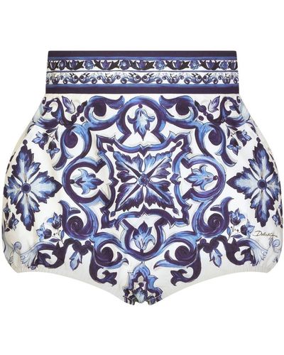 Dolce & Gabbana Majolica-print Poplin Bloomers - Blue
