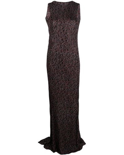 VITELLI Draped-detailing Floor-length Dress - Black