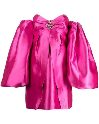 PATBO Crystal-embellished Puff-sleeve Minidress - Pink