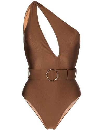 Noire Swimwear One-Shoulder-Badeanzug - Braun