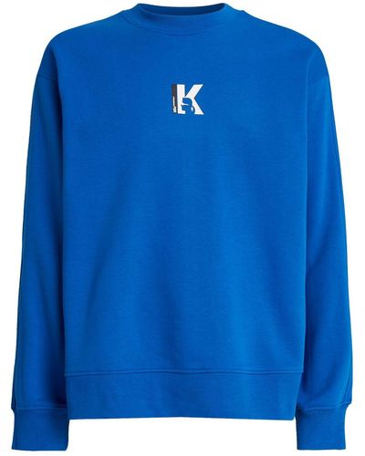 Karl Lagerfeld Sweat en coton biologique à logo imprimé - Bleu