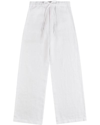 Fay Wide-leg Linen Trousers - White