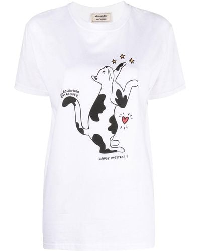 ALESSANDRO ENRIQUEZ T-Shirt mit Augen-Print - Weiß