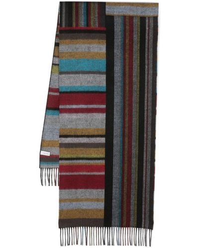 Paul Smith Signature Stripe Wool Scarf - Gray