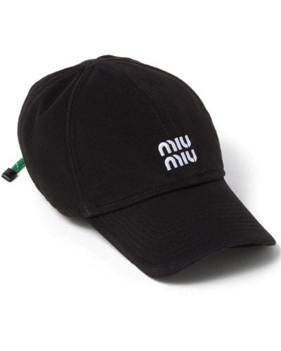 Miu Miu Logo-embroidered Denim Baseball Cap - Black