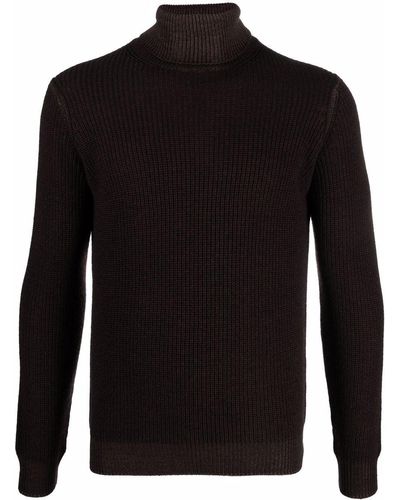 Dell'Oglio Merino Knit Roll Neck Sweater - Brown