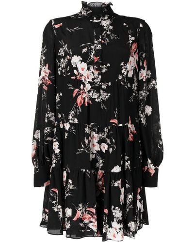 Erdem Karla Floral-print Short Dress - Black