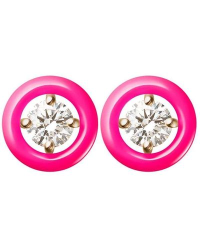 Melissa Kaye 18kt Yellow Gold Diamond Sylvie Stud Earrings - Pink