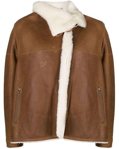 Isabel Marant Fur-lining Leather Jacket - Brown