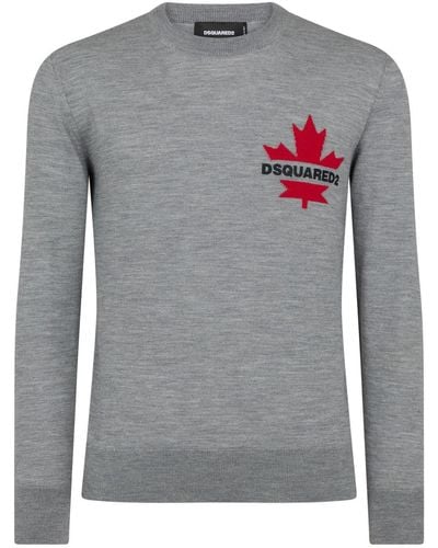 DSquared² Maple Leaf-intarsia Sweater - Gray