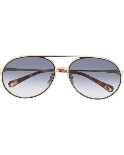Chloé Curved Pilot Frame Sunglasses - Blue