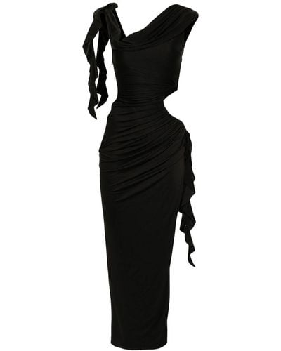 De La Vali Eclair Asymmetric Maxi Dress - Black