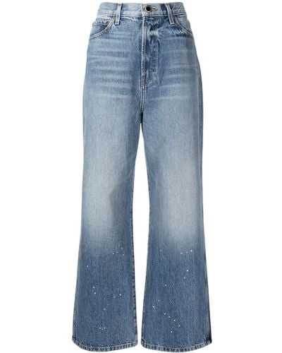 Khaite Paint-splatter Wide-leg Jeans - Blue