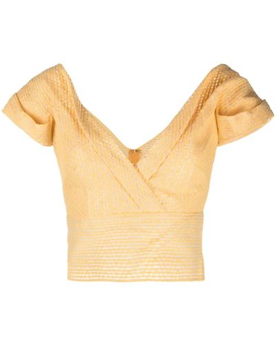 Gemy Maalouf Off-shoulder Cropped Blouse - Natural