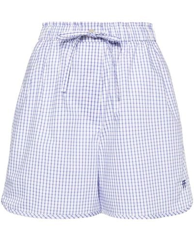 Forte Forte Short en coton à carreaux vichy - Bleu