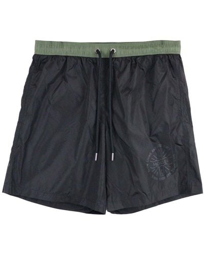 Moncler Logo-print Drawstring Swim Shorts - Gray