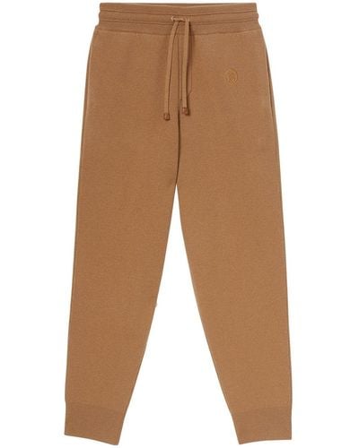 Burberry Monogram Cashmere Track Trousers - Brown