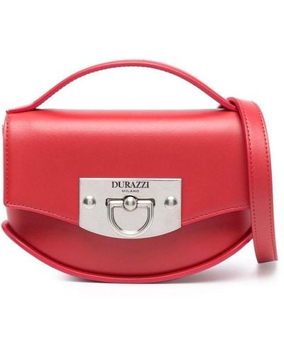 DURAZZI MILANO Flip-lock Leather Shoulder Bag - Red