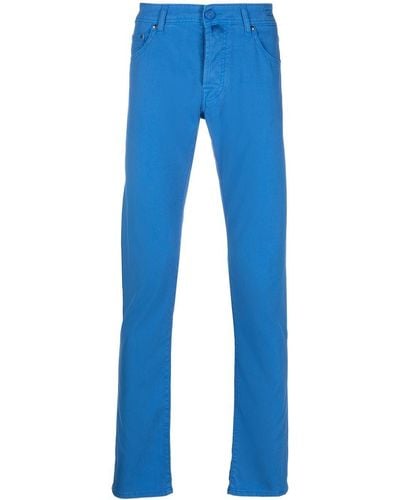 Jacob Cohen Logo-patch Slim-cut Trousers - Blue