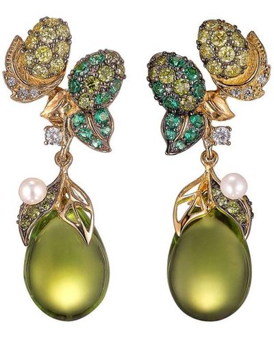 Anabela Chan 18kt Gold Appleberry Multi-stone Earrings - Green