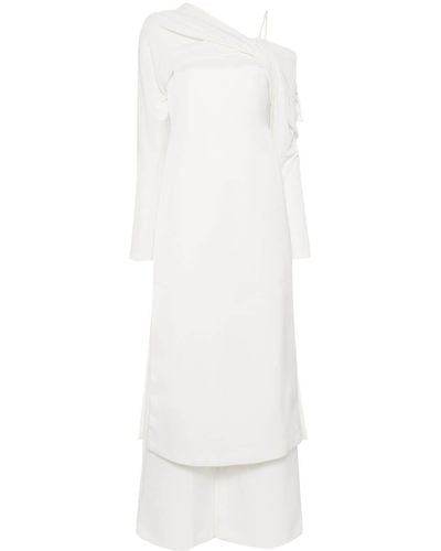 Chats by C.Dam Asymmetric-neck Maxi Dress - White