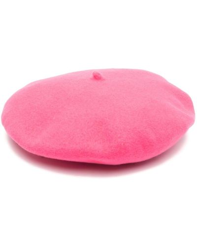 Borsalino Logo-tag Wool Beret - Pink