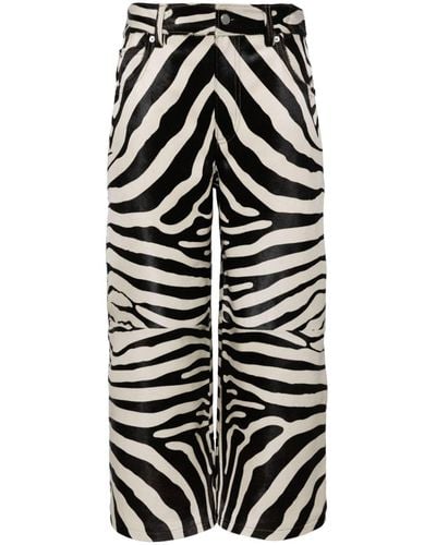 Alexander Wang Zebra-print Cropped Leather Trousers - White