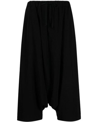 Yohji Yamamoto Pantalones capri de tiro caído - Negro
