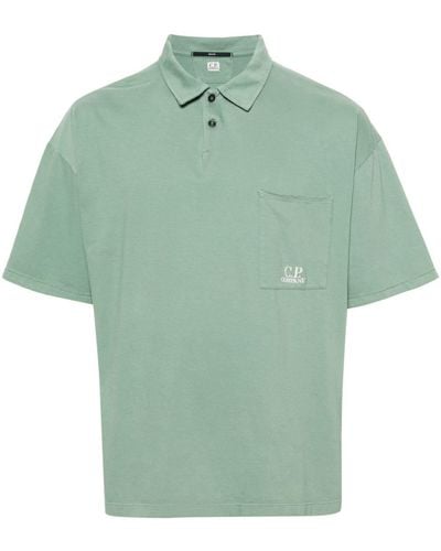 C.P. Company Logo-embroidered Jersey Polo Shirt - Green