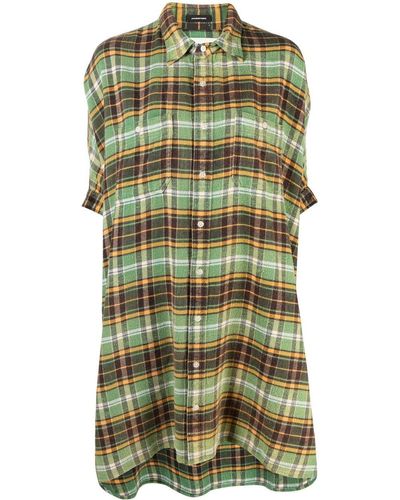 R13 Vestido camisero oversize a cuadros - Verde