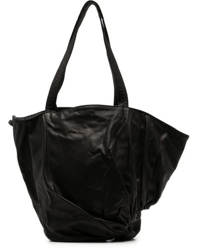 discord Yohji Yamamoto Asymmetric Leather Tote Bag - Zwart
