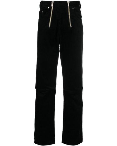 GmbH Double-zip Corduroy Straight-leg Pants - Black