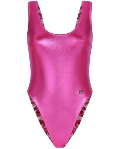 Dolce & Gabbana High-shine One-piece Swimsuit - Pink