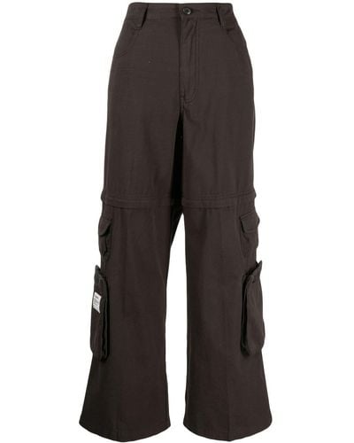 Izzue Wide-leg Cotton Cargo Trousers - Grey