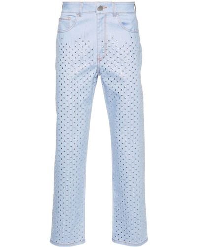 Genny Stud-embellished Straight-leg Jeans - Blue