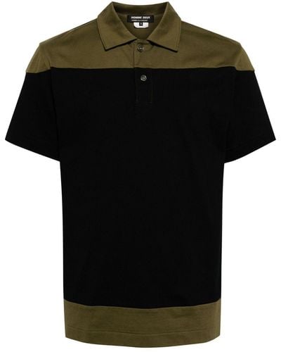 Comme des Garçons Colour-block Cotton Polo Shirt - Black