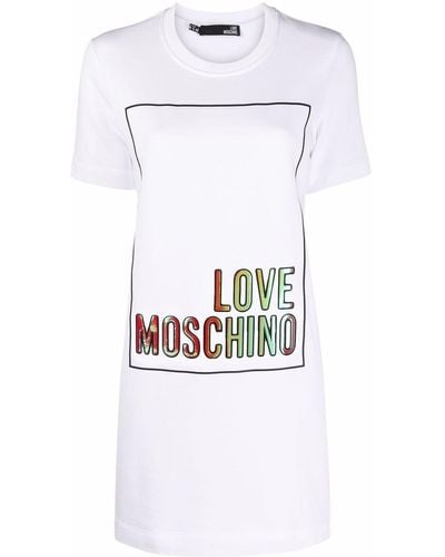 Love Moschino Robe à logo imprimé - Blanc