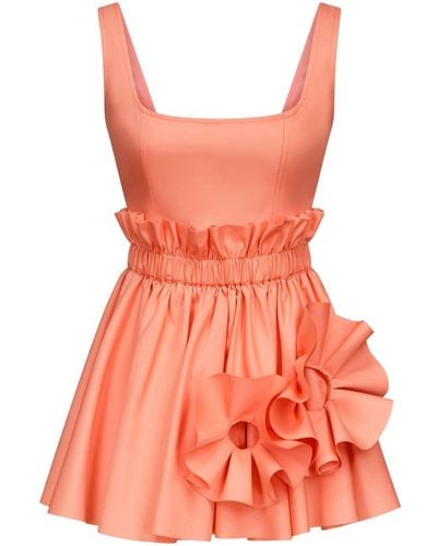 Area Ruffled Flower-appliqué Mini Dress - Orange