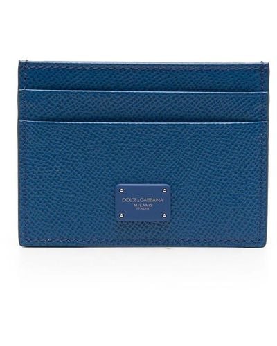 Dolce & Gabbana Porte-cartes en cuir à plaque logo - Bleu