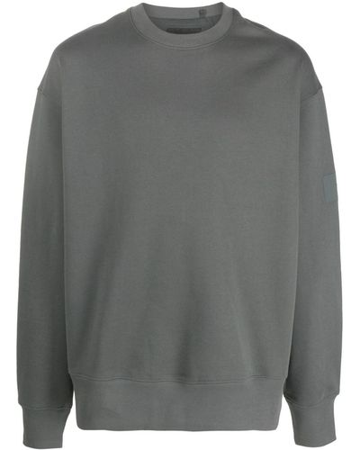 Y-3 Logo-print Organic-cotton Sweatshirt - Gray